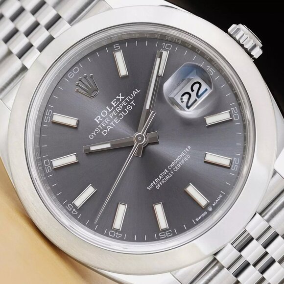 ROLEX MEN'S DATEJUST 41MM RHODIUM GRAY WITH CARD